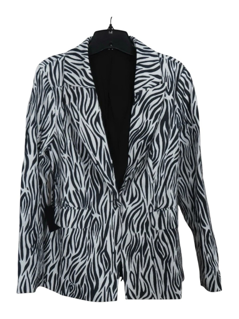NEW Area Stars Zebra Print Notched Collar Blazer Black & White
